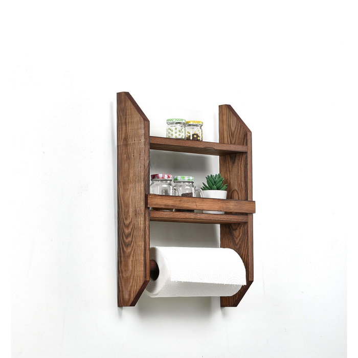 Aberto Design Especiero y Colgador de Toallas de Madera Natural, 48x29x10 cm